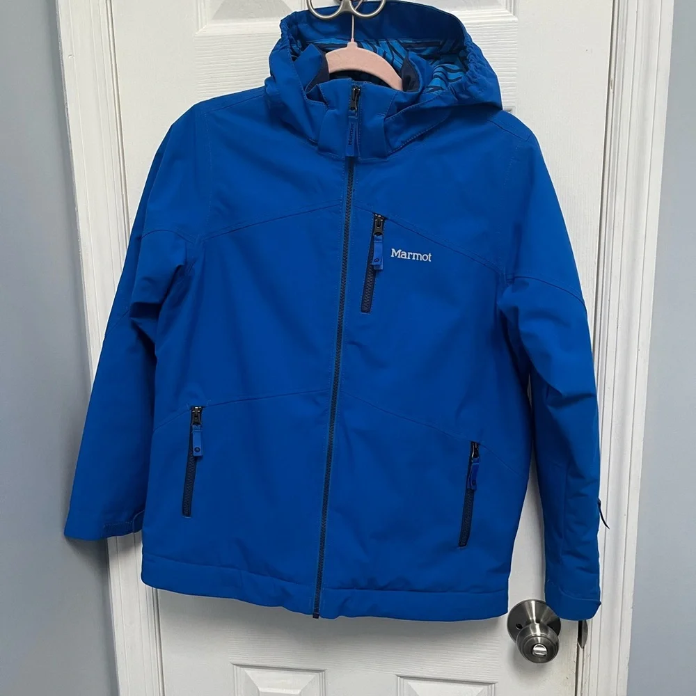 MARMOT Jacket Youth XL Blue Hooded Ski Snowboard Outdoor Full Zip